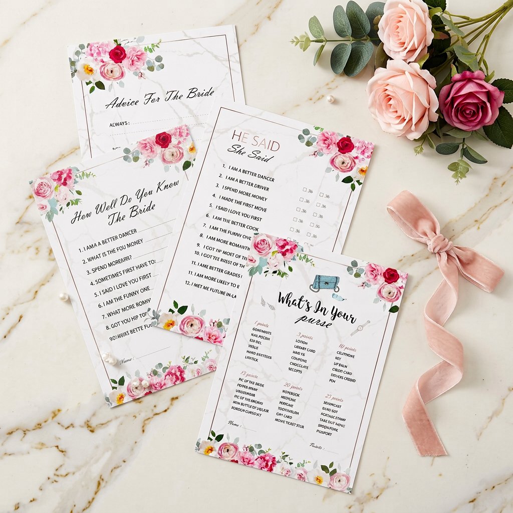 Party Games Bridal Shower - Ensemble de cartes de jeux pour